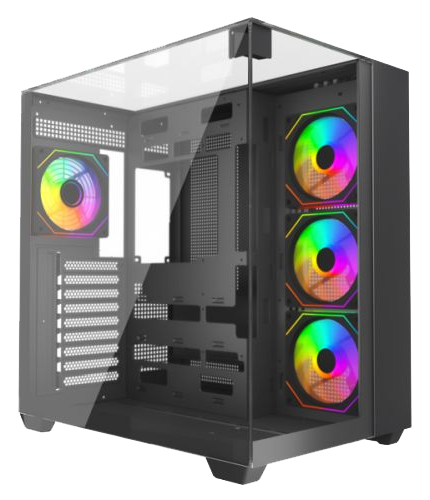 VIDA Visio ARGB Dual-Chamber PC Case - Black